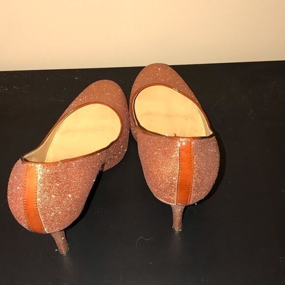 J Crew academia Rose gold glitter heels, sz 7.5, 3.5” heels - Picture 4 of 9